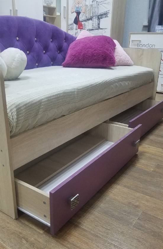 Кровать с ящиками детская КОЛИБРИ с спинкой СП-16