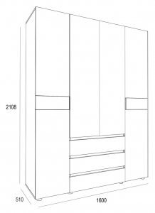 Шкаф распашной 4х-дверный SK1600 RIALTO (РИАЛЬТО)